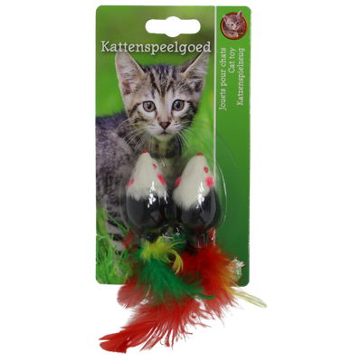 Bontmuis met Veren Zwart Wit - 2 Stuks