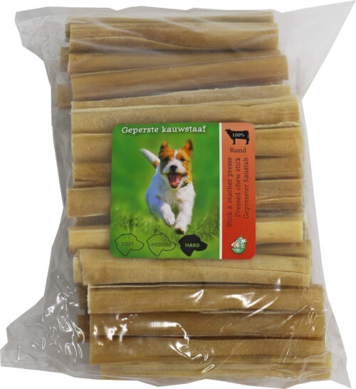 Geperste Runderhuid Kauwstaaf 12cm - 50 Stuks