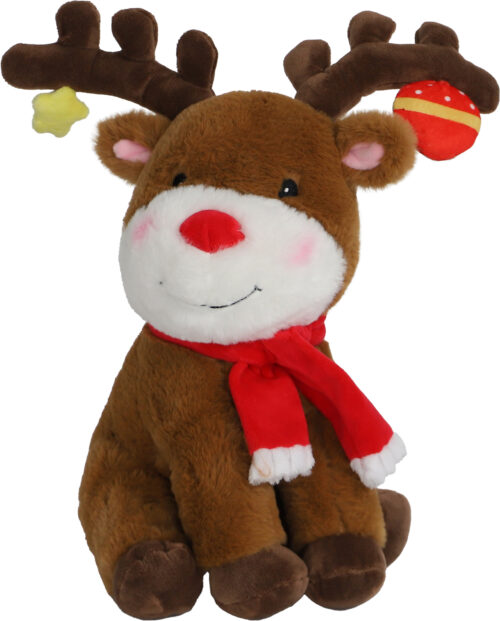 Kerstspeelgoed Hond Rendier met Piep 25cm