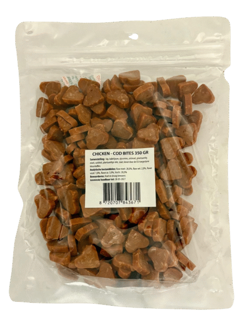 Kip en Kabeljauw Hartjes - 350 Gram