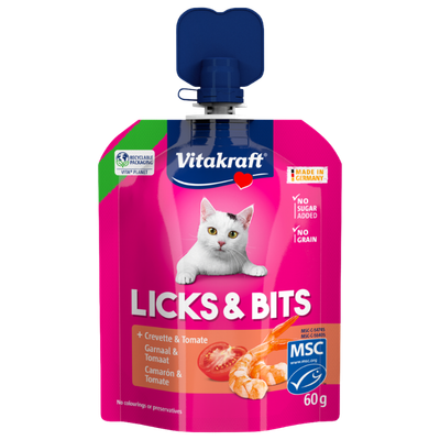 Licks & Bits Garnaal en Tomaat - 60 Gram