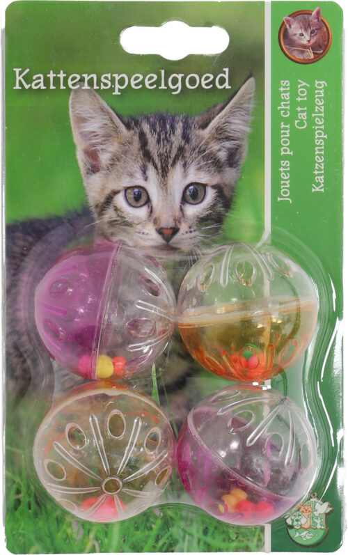 Rammelbal met Kralen 4cm - 4 Stuks